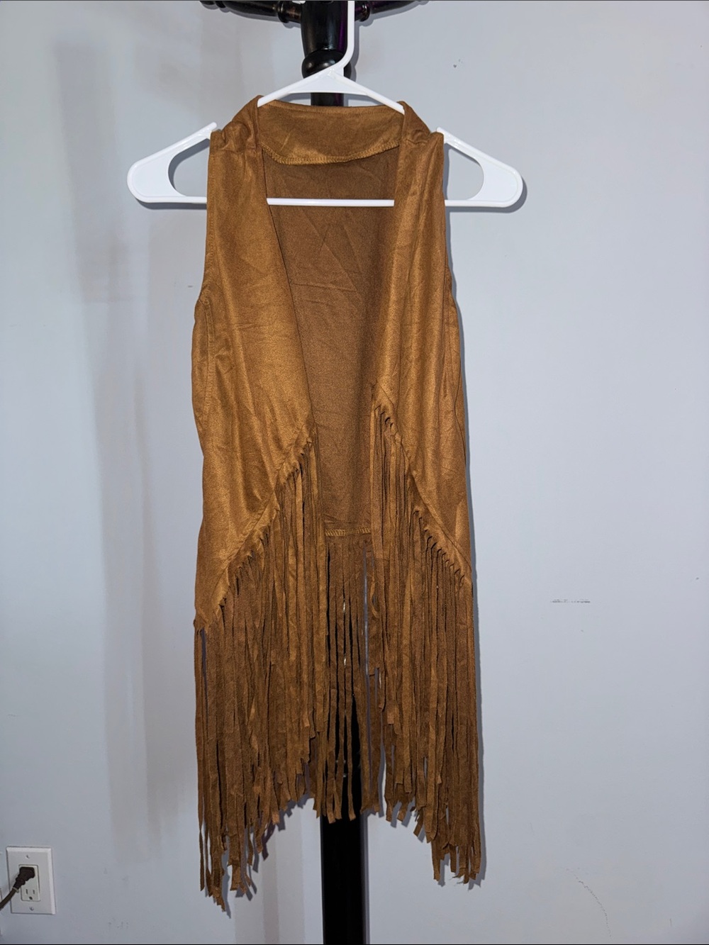Let’s Rodro Fringed Faux Suede Vest in Brown
